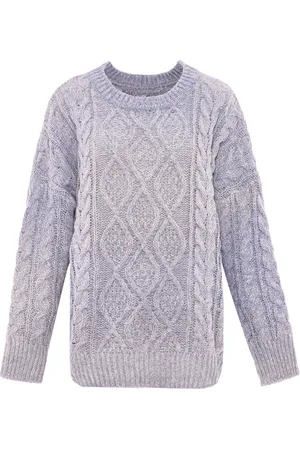 myMo Jumper Dames Blauw wol wit