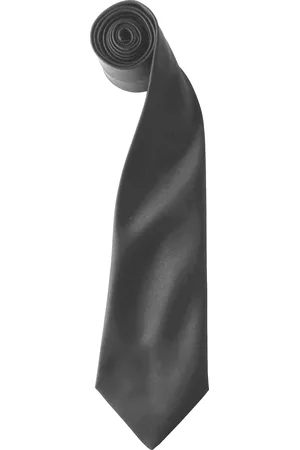 Premier Kleuren Heren Satin Clip Tie (Pakket van 2) (Donkergrijs)