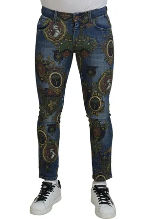 Dolce & Gabbana Slim Fit Katoenen Jeans Met Medailleprint