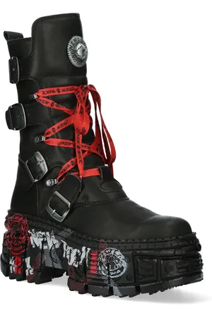 New Rock Halfhoge punk lederen laarzen-WALL028B-C1