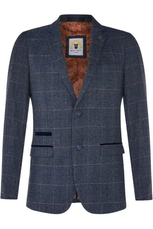 Infinity Heren tweed blazer Scott geruit visgraat slim formeel jasje