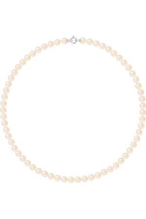 Diadema Rank prinses ketting Zoet Water Pearl Ronde 7-8 mm natuurlijke Rose Sluiting Luxe 18K White Gold