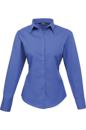 Premier Dames/Dames Popeline Blouse met Lange Mouwen (Koninklijk)