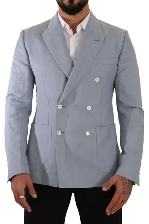 Dolce & Gabbana Prachtige blauwe katoenen linnen slim fit jas
