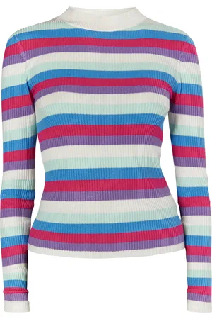 myMo Trui met ribbels Dames Wol Wit Veelkleurig