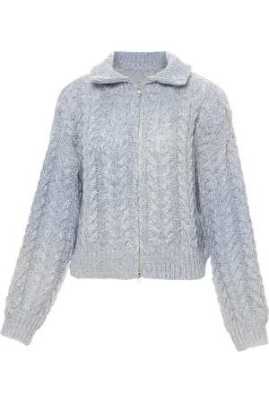 myMo Vest Dames Blauw wol wit
