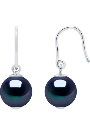 Diadema Oorbellen Hooks zoetwaterparels Round 8-9 mm Black 925