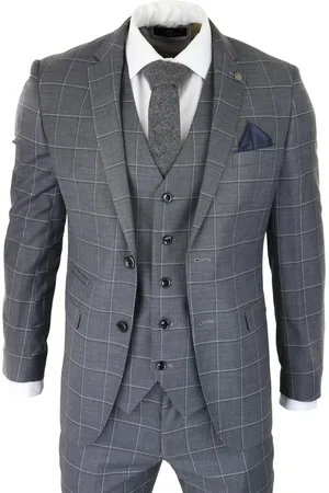 PAUL ANDREW Herenpak 3-delig geruit Vintage Retro Smart Wedding Klassiek op maat gemaakte pasvorm