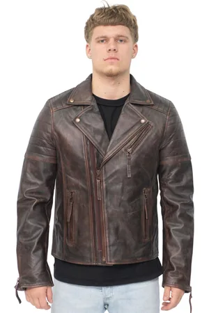 Infinity Leren bikerjack van Brando met dubbele kruisrits, Casablanca