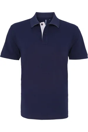 Asquith Heren Klassieke Pasvorm Contrast Poloshirt (Marine / Wit)