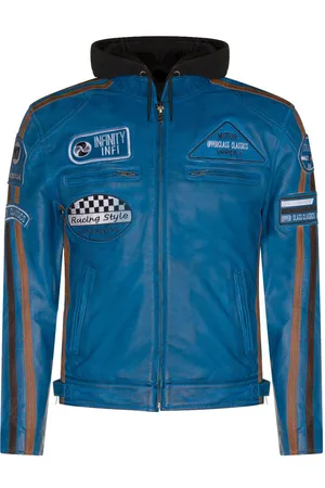 Infinity Leren heren bikerjack met capuchon, Detroit