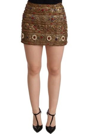 Dolce & Gabbana Met Kristal Versierde Jacquard Rok Met Hoge Taille