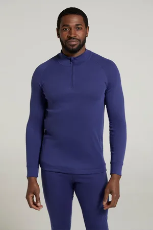 Mountain Warehouse Heren Talus Zip Neck Thermo Top met lange mouwen (Donkerblauw)