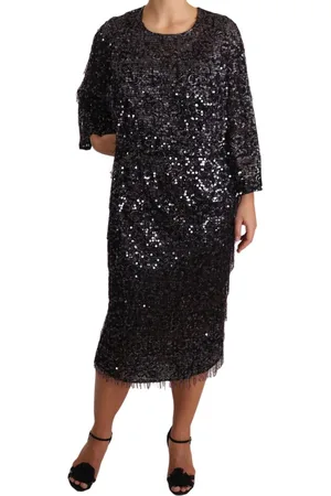 Dolce & Gabbana Midi-jurk Met Pailletten En Lange Mouwen