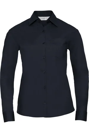 Russell Athletic Russell Collection Dames/Dames Poplin Easy-Care Overhemd met Lange Mouwen (Franse marine)