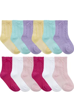 Sock Snob 12 Paar Tick Tock Baby Kabelsokjes met Strik voor Jongens & Meisjes - Diverse