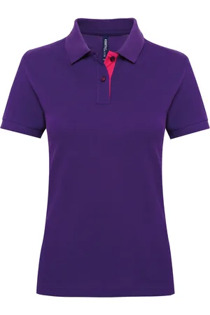 Asquith Dames/Dames Korte Mouwen Contrast Poloshirt ( /Roze)