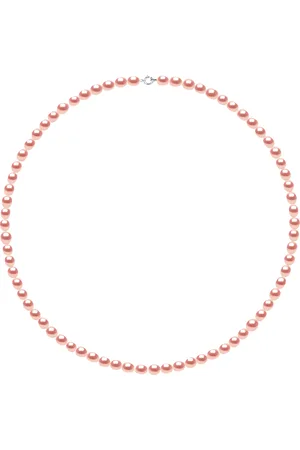 Diadema Rank ketting kralen Zoetwater 4-5mm Rice Grain Rozen Witte Goud 18 Karaat