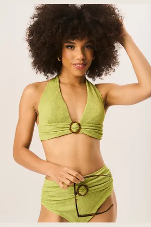 Gini London Getextureerde broek met hoge taille en ringriemdetail