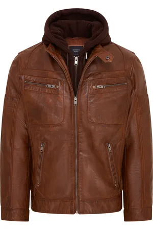 Infinity Leren bikerjack met capuchon voor heren - Stavern