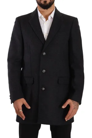 Dolce & Gabbana Donkergrijze Wol Over Trenchcoat