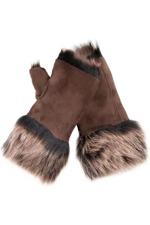 Infinity Womens Shearling Wanten Vingerloze manchetten Toscana Suède Schapenvacht Bont