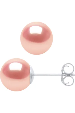 Diadema Stud Earrings gekweekte zoetwater parels rond 7-8 mm Rose Gold White
