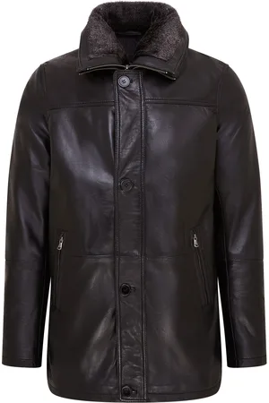Infinity Heren Zwarte Mid-Length Warme Leren Trenchcoat - Varkaus