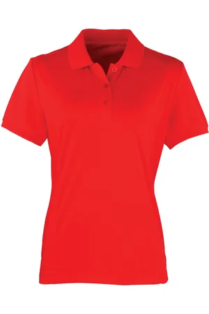 Premier Dames/dames Coolchecker korte mouw Pique Polo T-Shirt (Aardbeienrood)