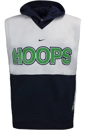 Nike HOOPS Logo Mouwloos Blauw Wit Heren Vest met capuchon 137685 451