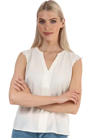 VERO MODA Nads witte mouwloze top met kanten rand voor dames