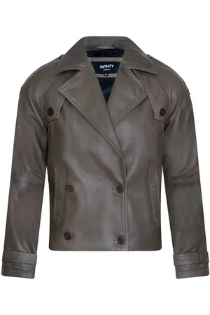 Infinity Dames cropped oversized leren trenchcoat - Canberra