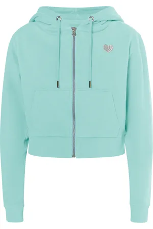 myMo Bijgesneden hoodie met rits Dames aqua
