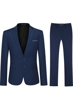 Allthemen Heren 2-delig slim fit marineblauw pak met twee knopen