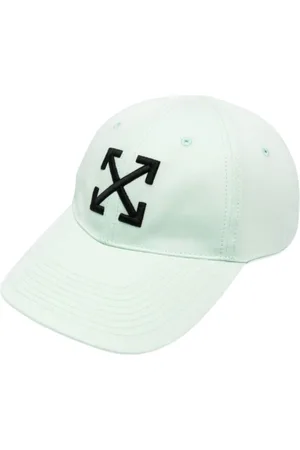OFF-WHITE Gebroken witte baseballpet met pijllogo, mintgroene hoed