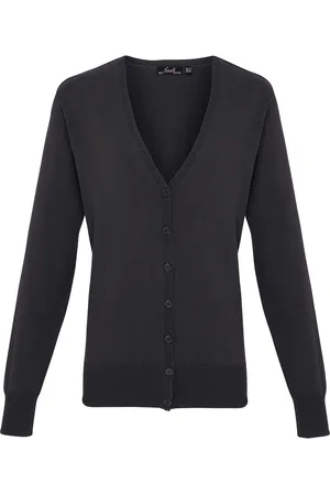 Premier Dames/dames knoop door V-hals gebreid vest met lange mouwen