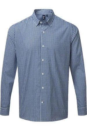 Premier Heren Maxton Check Shirt met lange mouwen (Marine / Wit)