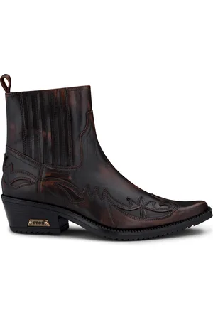 Infinity Zwart/bruine Winklepicker cowboy-enkellaarzen voor heren