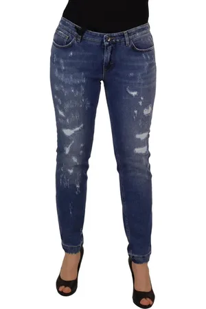 Dolce & Gabbana Gewassen Katoenen Skinny Denim Jeans Met Lage Taille