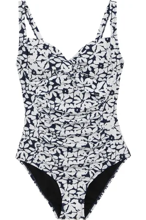 Regatta Dames/Dames Sakari Large Floral Tummy Control One Piece Zwempak (Marine / Wit)