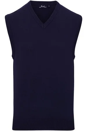 Premier Heren gebreid mouwloos sweatvest (Marine)