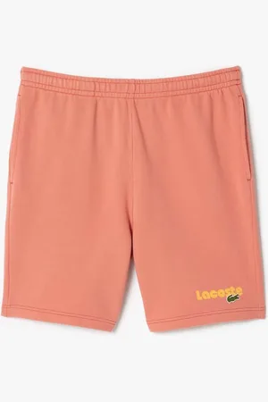 Lacoste Heren Washed Effect Bedrukte Fleece Shorts in