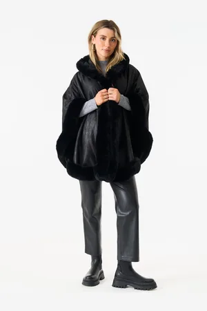 Gini London Poncho-cape met nepbontafwerking