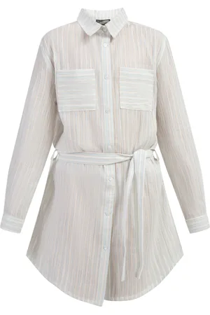 Dreimaster Overhemd blouse jurk Meisje Lichtblauwe strepen
