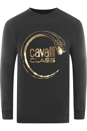 Roberto Cavalli Piercing Snake Logo Black Sweatshirt
