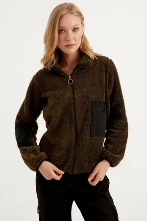 HERITA Bruine Fleece Jas met zak