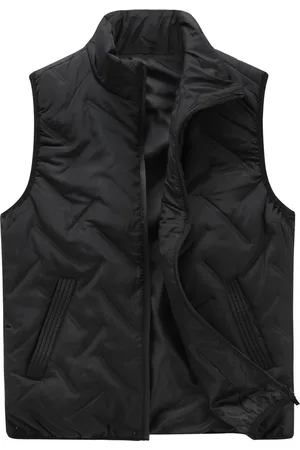 Allthemen Heren casual opstaande kraag effen kleur mouwloos polyester vest