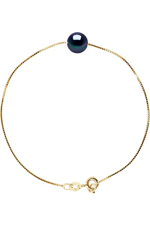 Diadema Armband Gekweekte Pearl Zoetwater 8-9mm Black Chain Venetiaanse Yellow Gold