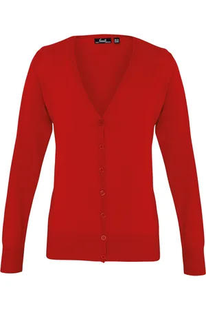 Premier Dames/dames knoop door V-hals gebreid vest met lange mouwen