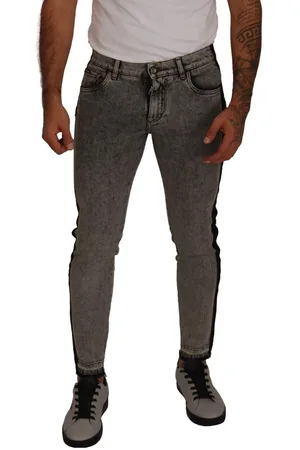 Dolce & Gabbana Slim Fit Denim Jeans Met Verfraaide Wassing